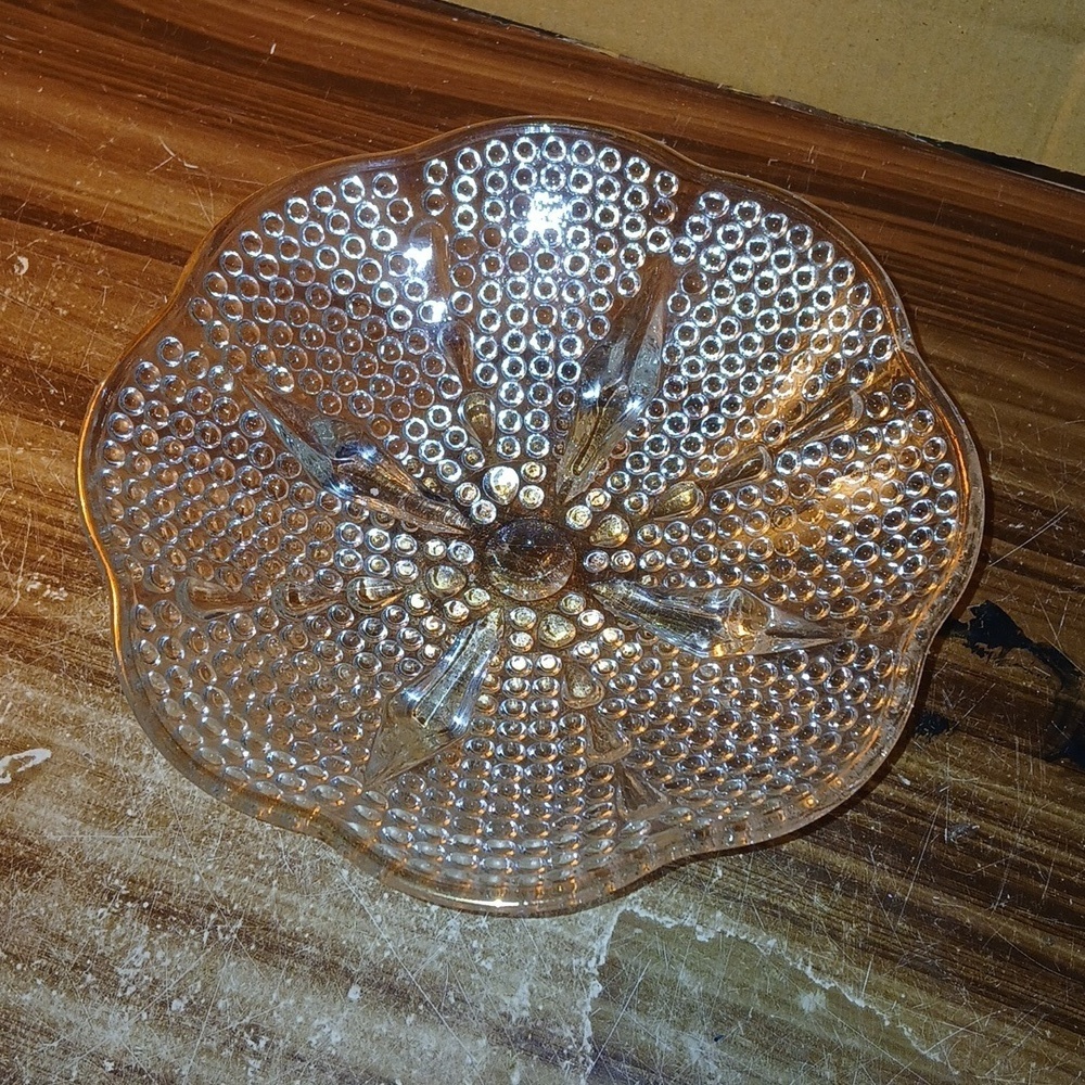 Vintage Hazel Atlas Hobnail Teardrop Footed Candy Dish Bowl